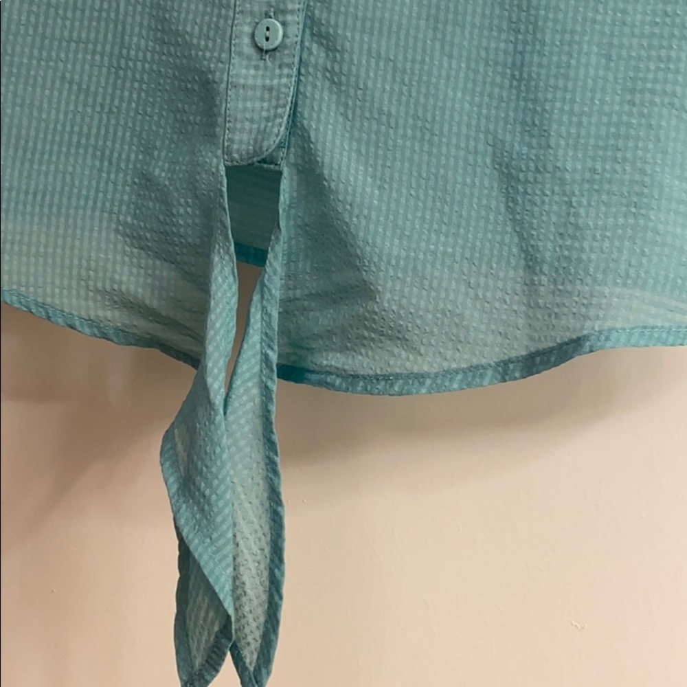 Keds button down crop top in teal - Picture 5 of 9